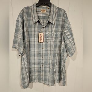 Redhead Mens 4XL Green Trooper Plaid Seersucker Short Sleeve Button Up Shirt NWT